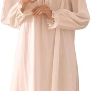 Cotton Nightgown for Women Vintage Palace Sleepwear