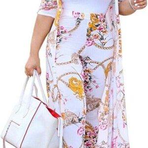 Womens Floral Print Long Sleeve Cardigan Cover up Long Pants 2 Piece Outfits Set