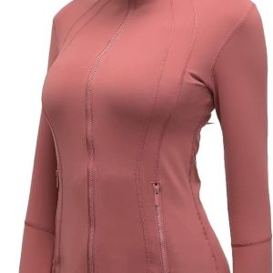 Womens Sports Running Yoga Jacket Slim Fit Full Zip Track Jacket Turtleneck Workout Jacket