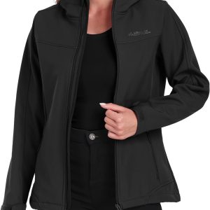 Softshell Jacket Women Lightweight Fleece Lined Rain Jacket Ladies Coats Waterproof with Hood for Outdoor Hiking