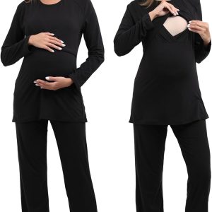 Women Maternity Nursing Pajama Sets Pregnant Lounge Sleepwear Breastfeeding PJs